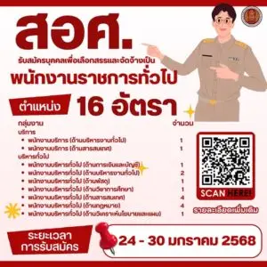 สอศ. เปิดรับสมัครบุคคลเพื่อเลือกสรรและจัดจ้างเป็นพนักงานราชการทั่วไป สังกัดสำนักงานคณะกรรมการการอาชีวศึกษา จำนวน 9 ตำแหน่ง 16 อัตรา